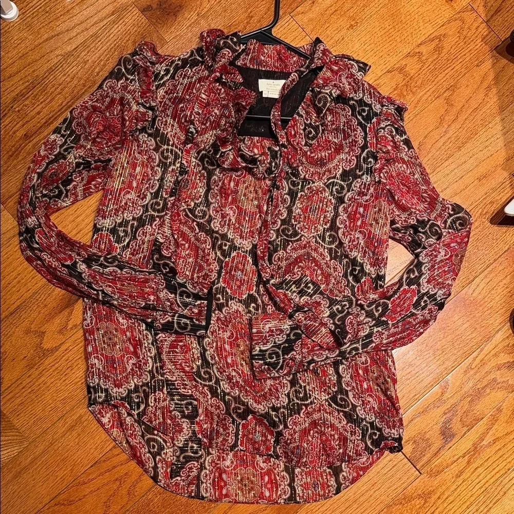 kate spade Red and Black Abstract Blouse